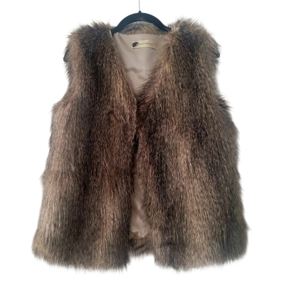 Honey Punch Faux Fur Lined Vest Women's Size L - Picture 4 of 10